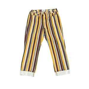 Frame Denim Le High Straight Jeans Painterly Multicolor Stripe Womens Size 29